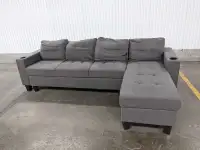 $350! I can deliver - grey sectional with cup holders 
