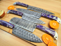 Artistry in Steel: 5-Piece Handmade Damascus Knives Set