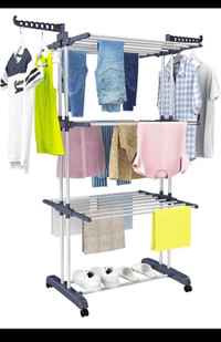Clothes Drying Rack,4-Tier Foldable Clothes Hanger Adjustable La