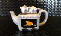 Miniature Red Rose Teapot - Pots On Silver Stove