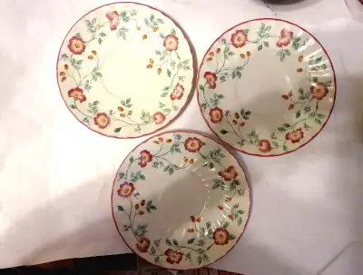 3 Vintage CHURCHILL STAFFORDSHIRE ENGLAND porcelain scaucers, View more