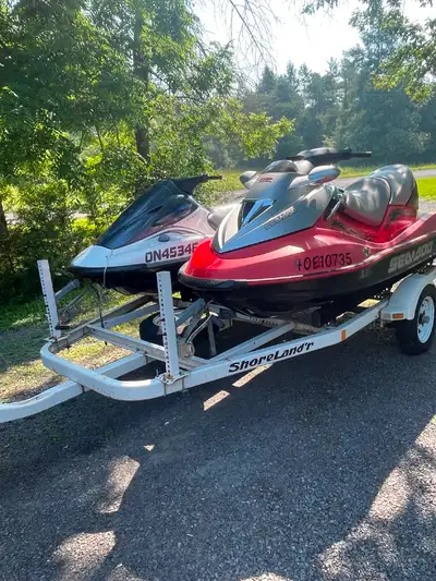 2 jet skis for sale (package only) $7000 2003 seadoo GTX 4TEC 286 hrs 2004 Kawasaki STX 12F 202 hrs...