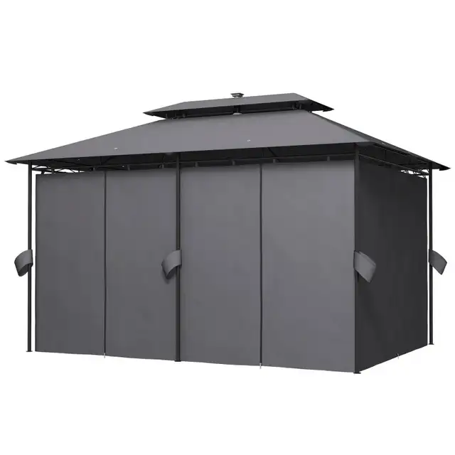 10' x 13' Outdoor Gazebo with Curtains and Solar-Powered LED Lig in Patio & Garden Furniture in Markham / York Region - Image 3