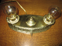 ANTIQUE VINTAGE FLUSH MOUNT BRASS CEILING FIXTURE WITH SWITCH