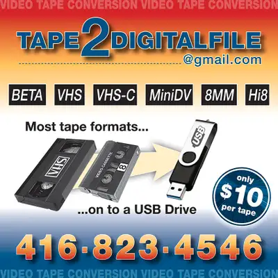 Beta • VHS • VHS-C • MiniDV • 8MM • Hi8 Video Tape Conversions, View more