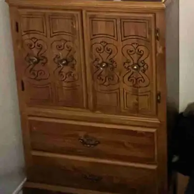 antique wooden cabinet/drawers, View more