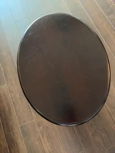 Dark Wood Oval End Table with Magazine Rack, View more