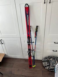 Downhill skis and poles 160cm