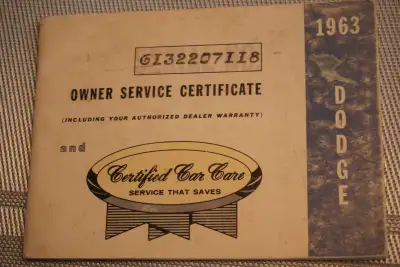 DODGE-FULL SIZE 1963 Owners Manual