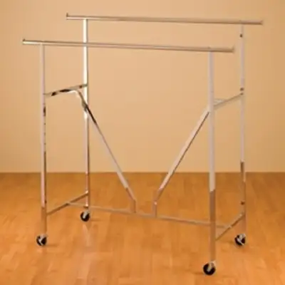 Retail Double Rail Clothes Garment Rack Hanger Heavy Duty Chrome, View more