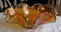 Carnival Glass-"Plain Jane" Ruffled Edge Candy Dish