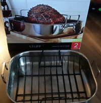 Roasting pan (large 42cm x 35.5 cm x 14 cm tall / 16.5) and more