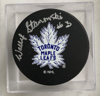 Wally Stanowski (deceased) Toronto Maple Leafs Puck Autographed