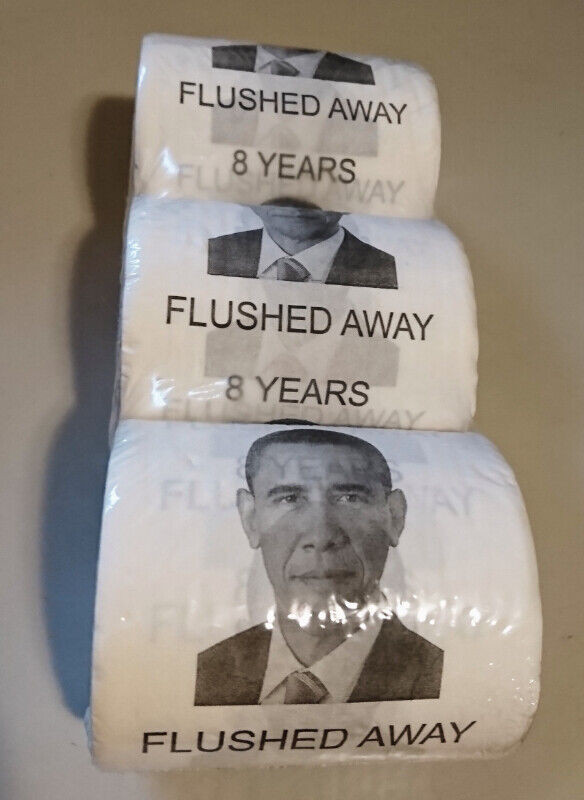 Odd Novelty Barack Obama 8 Years Flushed Away Toilet Paper in Arts & Collectibles in Oshawa / Durham Region - Image 2