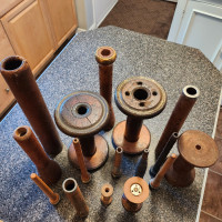 Vintage Industrial Wooden Sewing Spools and Bobbins