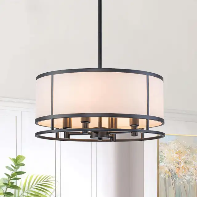 15.7" Modern Drum Chandelier for Dining Room, Kitchen, Entryway, in Indoor Lighting & Fans in Oshawa / Durham Region - Image 2