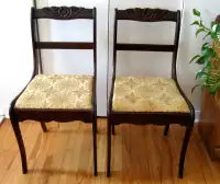 DEUX CHAISES DUNCAN PHYFE "ROSE BACK" PAIR of CHAIRS c.1940
