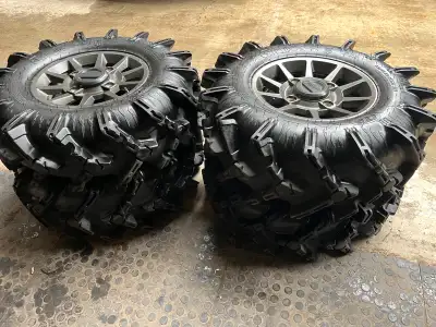 Selling a complete set of tires with wheels Currently on Polaris RZR wheels Front 30x9.00x14 Rear 30...