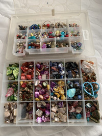 Jewelry Making Beads, Stones, Charms Mixed Lot. 2 containers