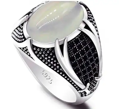 Amazing unisex sterling silver moonstone ring, View more
