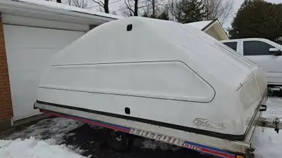 Triton Enclosed Snowmobile Trailer. 12 ft. long. All Aluminum with Fiberglass cover. Tilt to load. C...