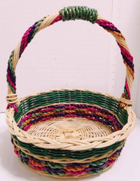 Extra Large Imported Multicolored Wicker Rattan  Easter Basket