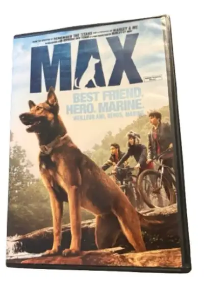 A clean, well‑kept DVD copy of Max, a heartfelt family adventure about a heroic military working dog...