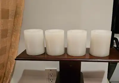 SET OF 4 FLAME LESS PILLAR CANDLES, View more