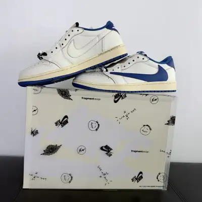 Jordan 1 Retro low SP fragment x Travis Scott sail military blue, View more