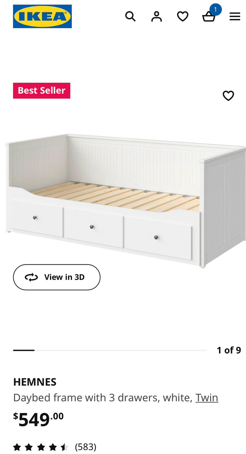 HEMNES Daybed frame with 3 drawers, white, Twin | Beds & Mattresses |  Calgary | Kijiji