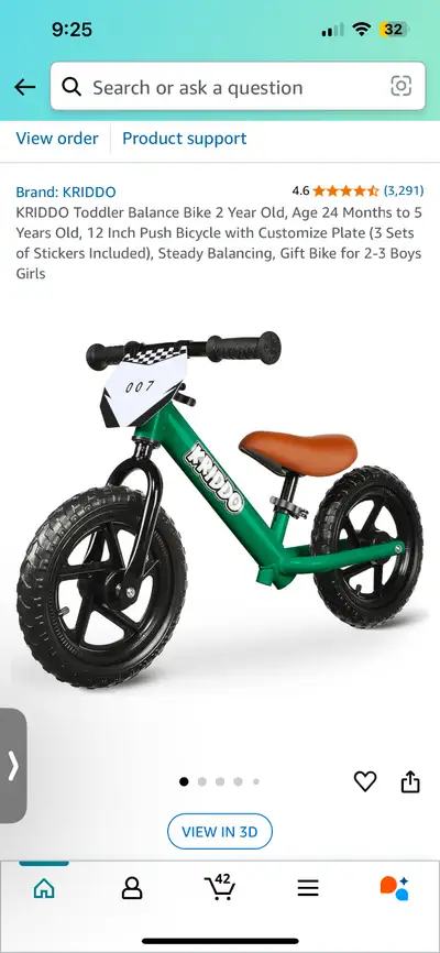 Selling our son’s balance bike as he never showed interest in it! It’s the Kriddo Balance bike (same...