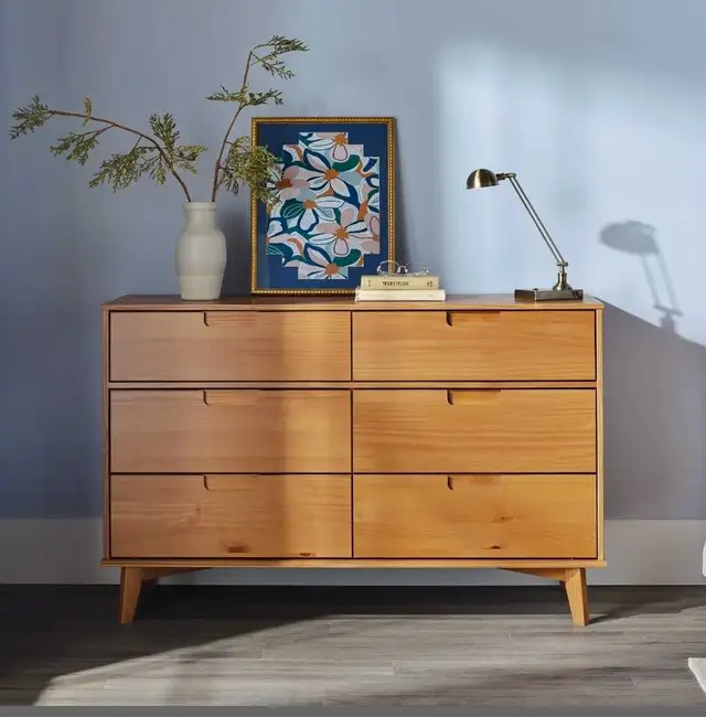 Yarber 6 Drawer Solid Wood Double Dresser in Dressers & Wardrobes in Ottawa - Image 5