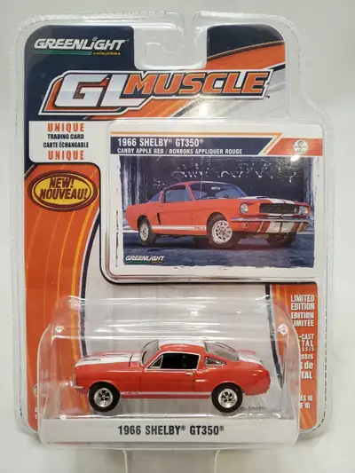 BNIB GL49 2015 Release 1:64 Diecast Greenlight 1966 Shelby GT350 Ford Mustang Candy Apple Red Includ...
