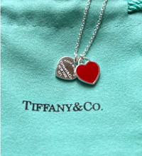 Tiffany & Co Red Double Heart Tag Necklace