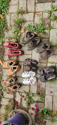 7 Pairs, Leather Kids' Boots and Sandals, Size 9.5-13