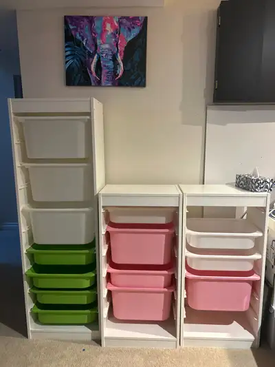 3 IKEA TROFAST BIN STORAGE UNITS, View more