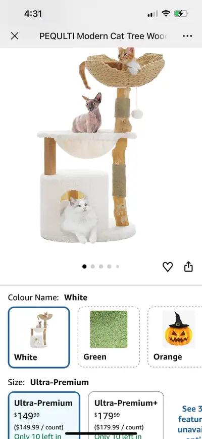 Modern Cat Tree Wood Solid Cat Condo with Big Metal Frame, View more