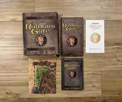 Baldurs gate forgotten realms big box PC game Complete in box with game manual and map Box is a litt...
