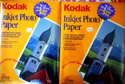 Photo Inkjet Paper Kodak 8.5” X 11”  2 packs of 40 sheets