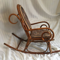 Vintage Cane Rattan Wood Bentwood Rocking Rocker Chair Child