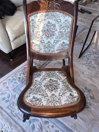 Folding Rocker - Vintage Victorian Folding Rocking Chair Floral, View more