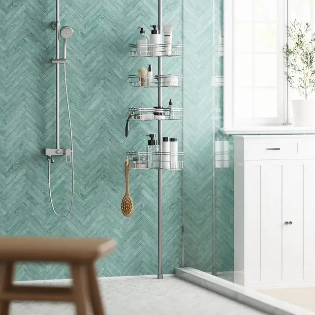 NEW: Rust-resistant shower shelf, 4 adjustable shelves63234629373187121