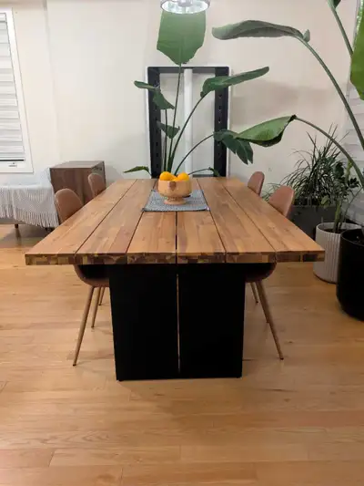 Acacia & Steel Dining Table (chairs can be included separately), View more