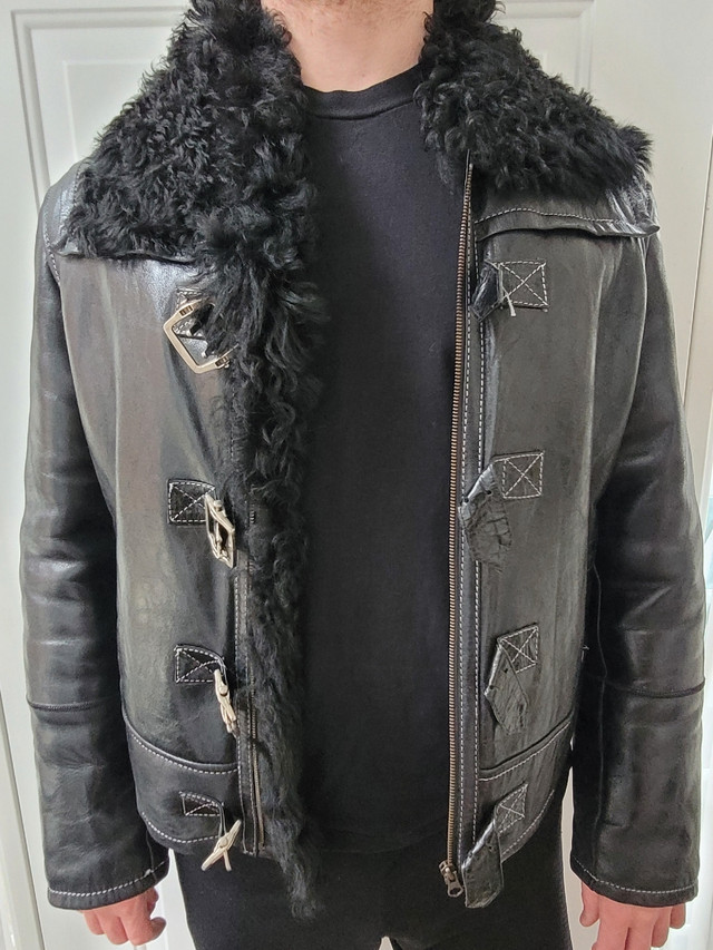 NEW Men's Designer Leather Winter Jacket. Size Medium in Men's in Bedford - Image 4