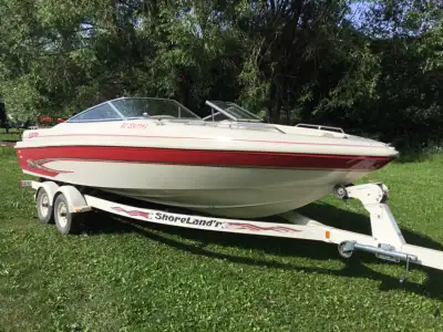 22 FT Bowrider runs great. Handles rough water beautifully. Comes with skis and life jackets. Table...