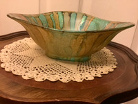 Vintage Gold Glitter Embossed Glass Bowl