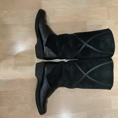Black leather, size 6.5B. Worn once.