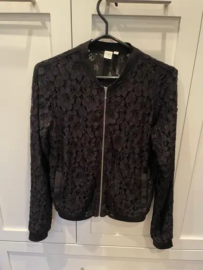 Veste bomber noire en dentelle Gr S - Lebourgneuf, View more