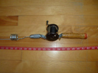 Antique canne moulinet peche a glace, hiver, Vintage ice fishing