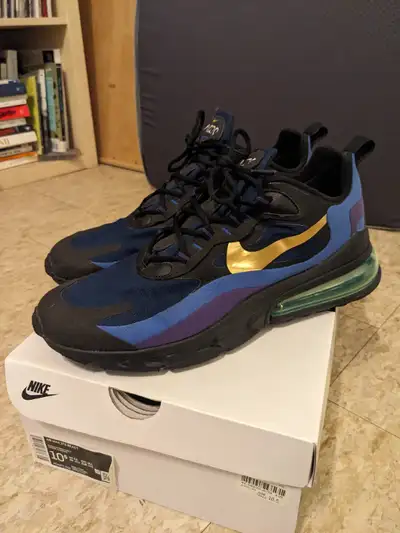 Nike Air Max 270 React Heavy Metal Blue/ Purple/ Black Size 10.5, View more